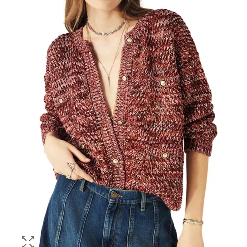 ba&sh Burgundy Marled Cardigan